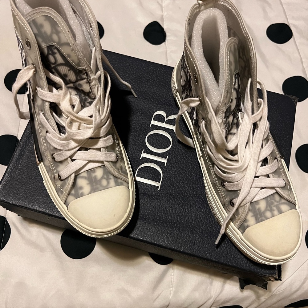 Dior White High-Top Sneakers Canvas Luxury